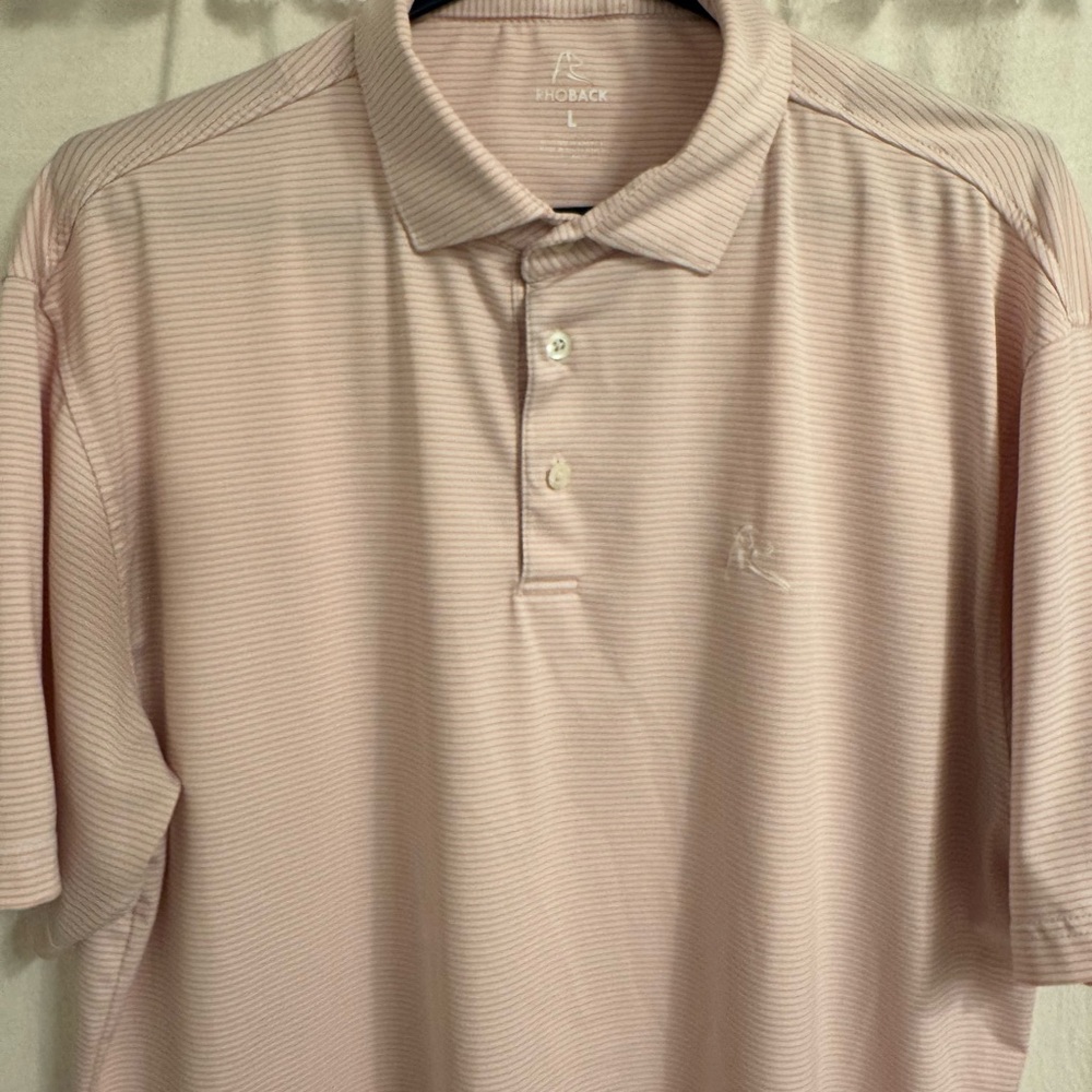 Rhoback Pink Striped Polo Large